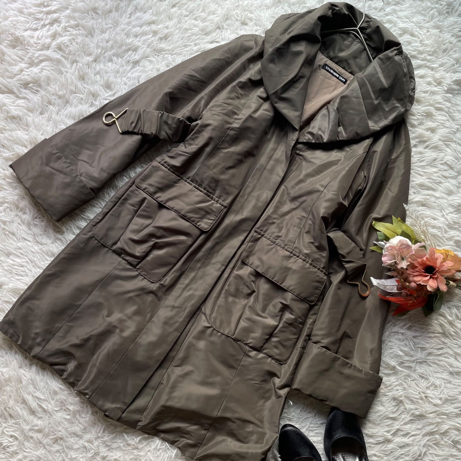 良品 ヴィヴィアンタム VIVIENNE TAM 中綿シルク100％ ショールカラー