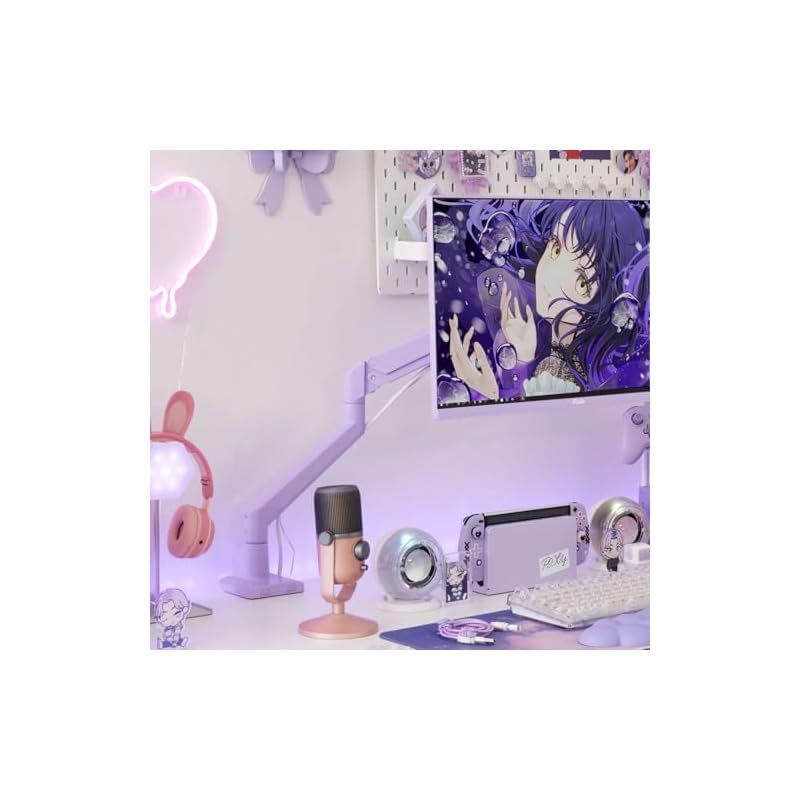Pixio PS 1 S Wave Pastel Purple パステル パープル モニターアーム シングル かわいい 上下 32インチ 24インチ 27インチ