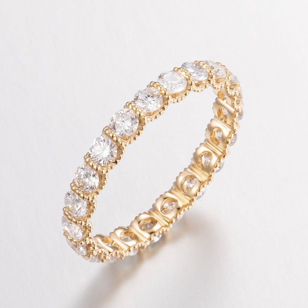 K14 イエローゴールド ラボダイヤモンド フルエタニティリング 1.41ct