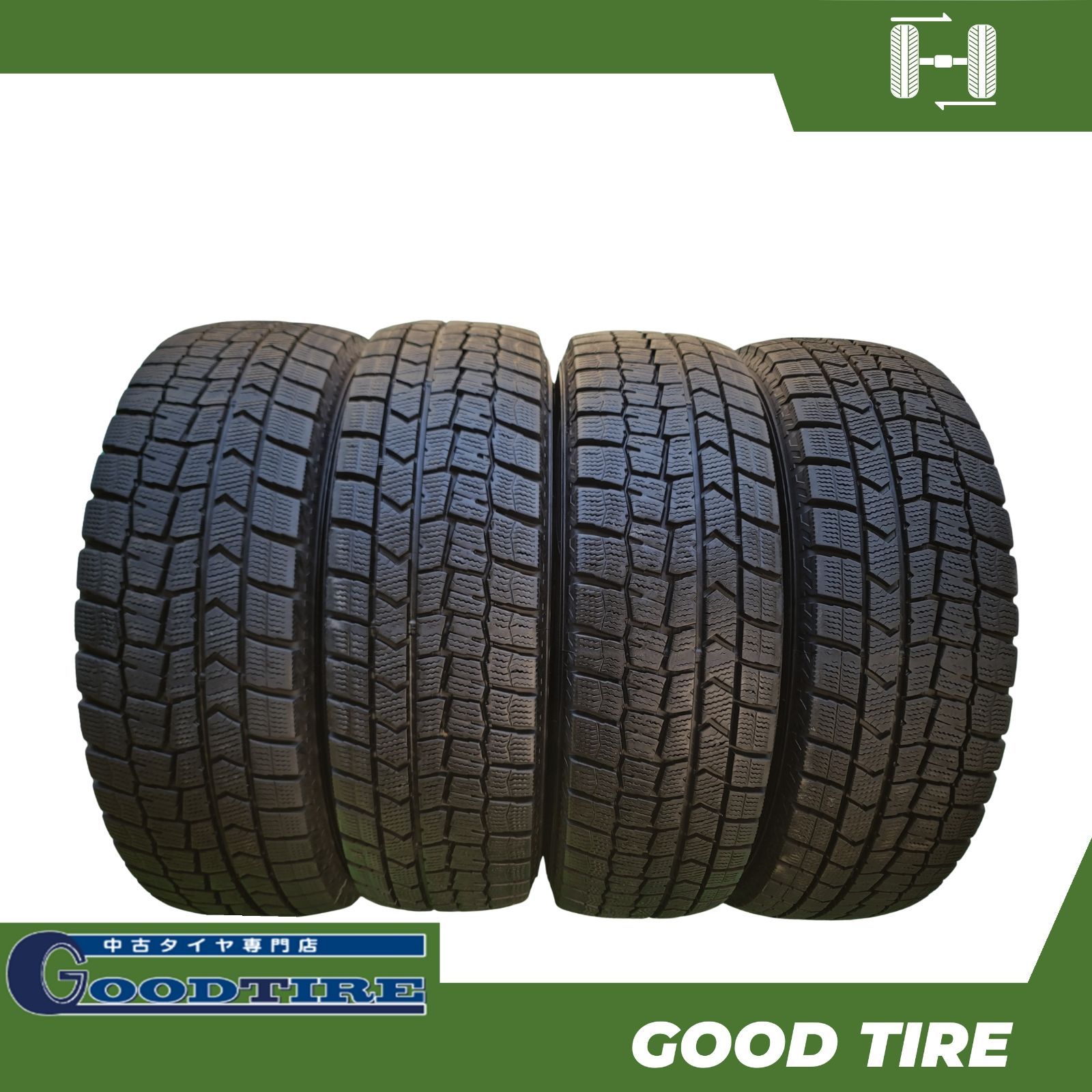 185/70R14 ダンロップ WINTERMAXX WM02 2023年製 4本 冬用 8分山 中古