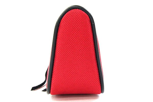  バーバリー ポーチ レッド ブラック キャンバス レザー ポーチ バッグ