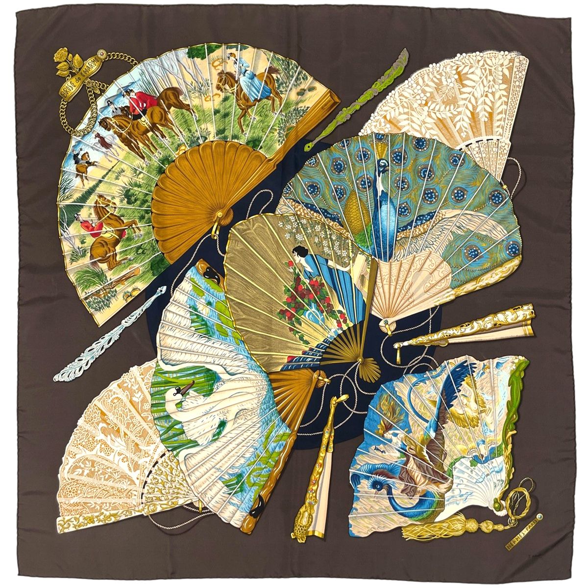エルメス HERMES カレ90 BRISE de CHARME 魅惑のそよ風 扇子 スカーフ