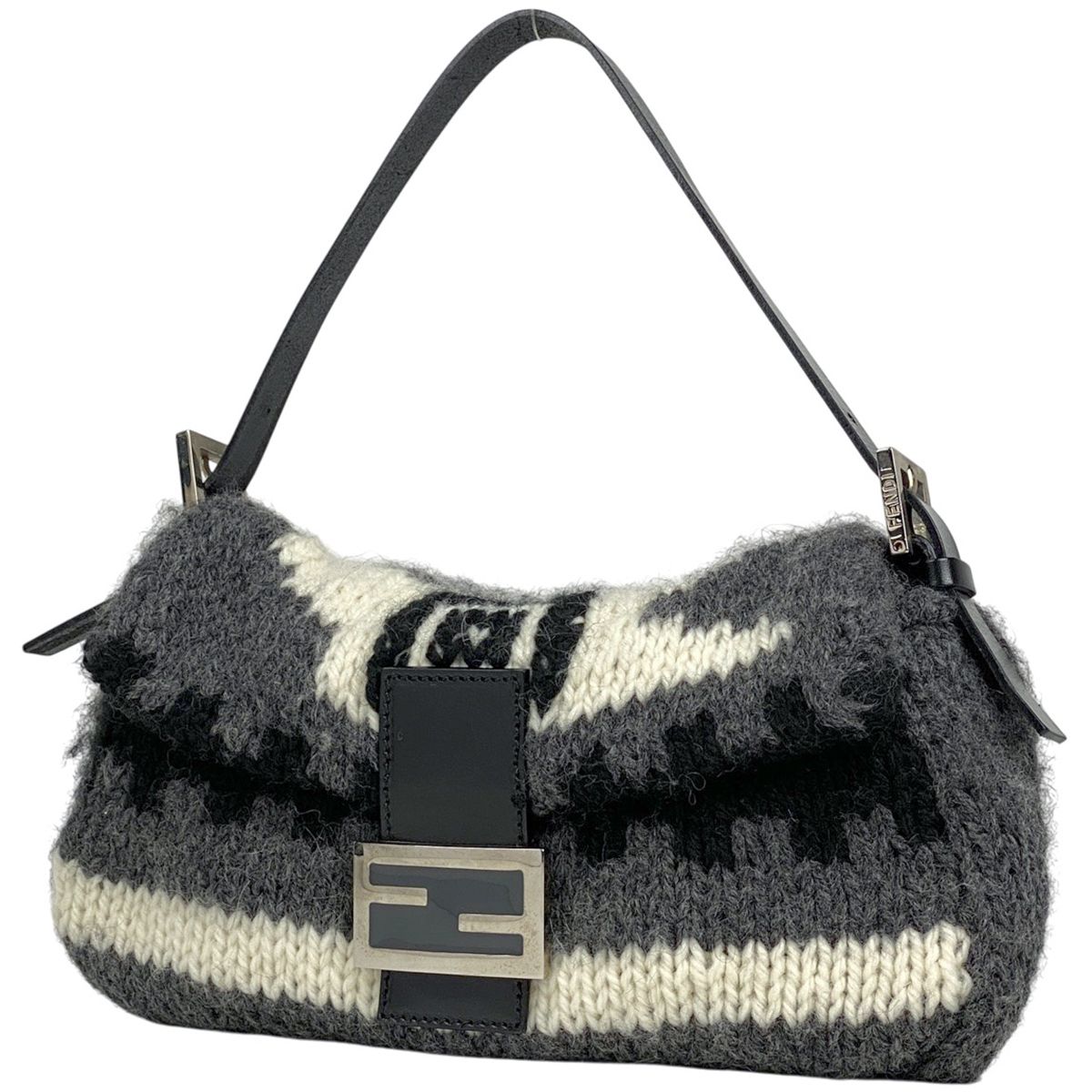 希少 FENDI マンマバゲット パイソン ズッカロゴ ハンドバッグ グレー 希少 FENDI マンマバゲット パイソン ズッカロゴ ハンドバッグ グレー