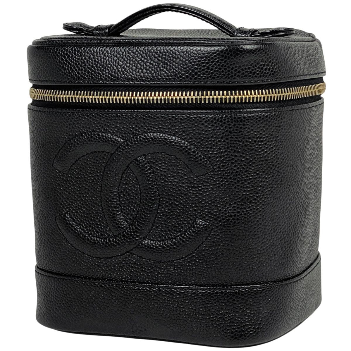良品　シャネル　バニティバッグ　ココマーク　メイクポーチ　小物入れ　エナメル　黒 シャネル CHANEL ココマーク バニティバッグ コスメ メイク 小物入れ