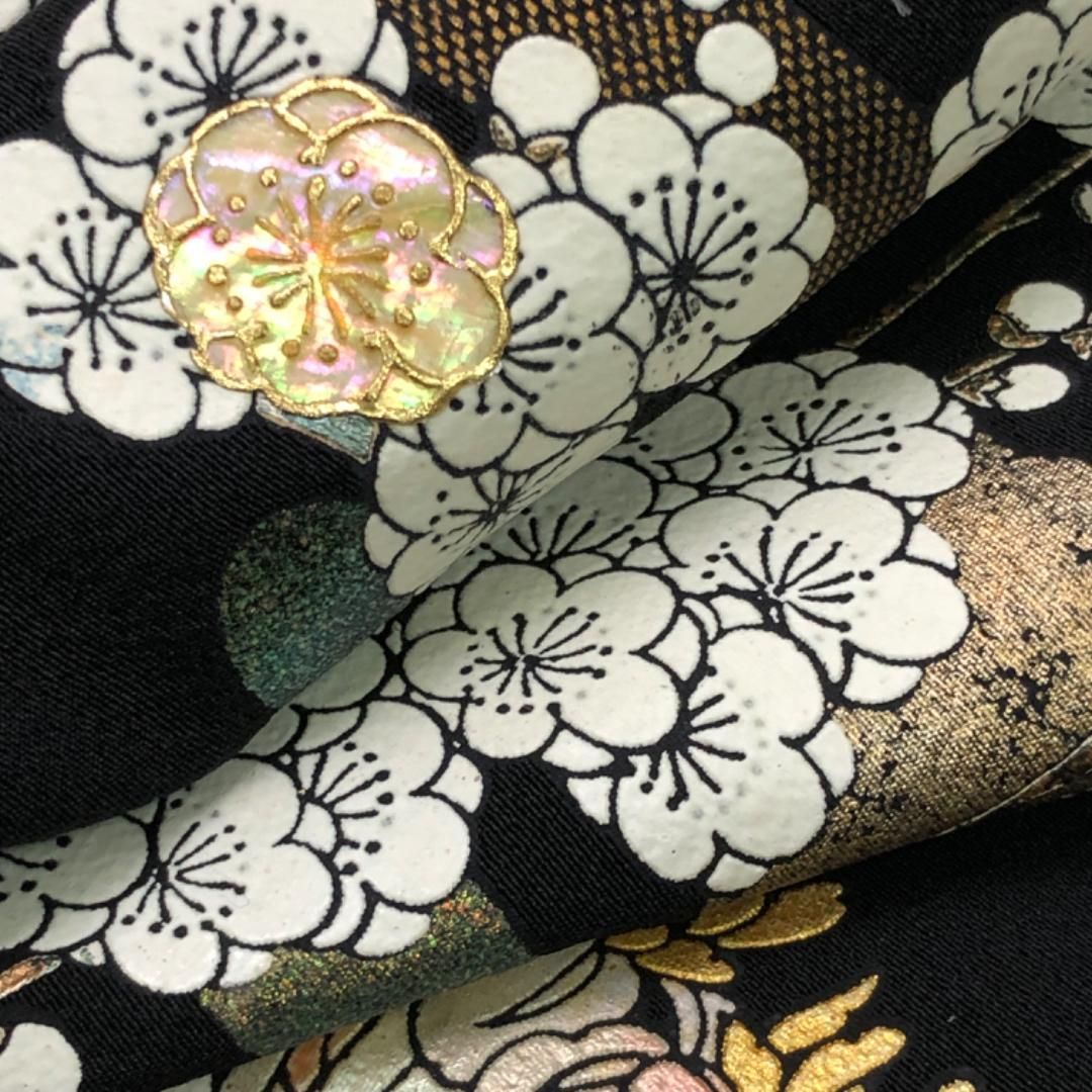 黒留袖 作家物 螺鈿 流水に鶴 梅 金銀彩 しつけ糸 トールサイズ K-5533