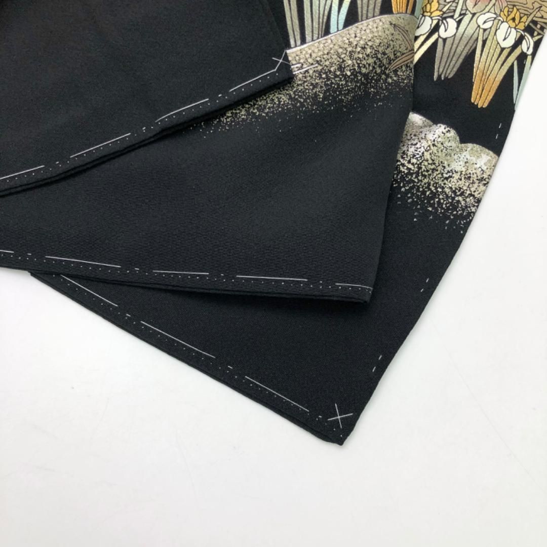 黒留袖 作家物 螺鈿 流水に鶴 梅 金銀彩 しつけ糸 トールサイズ K-5533