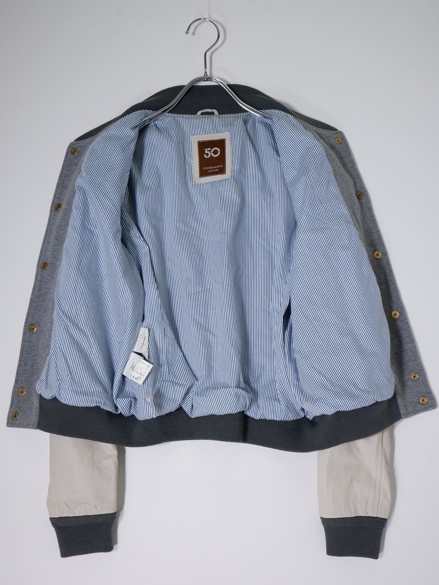 Cinquantaチンクアンタ イタリア製 スウェットジャージー袖レザー  