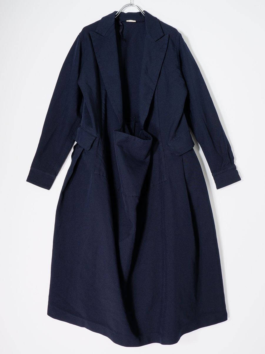 COMME des GARCONSコムデギャルソン 特殊加工ポリ縮絨 バックプリーツ オーバーワンピース XS