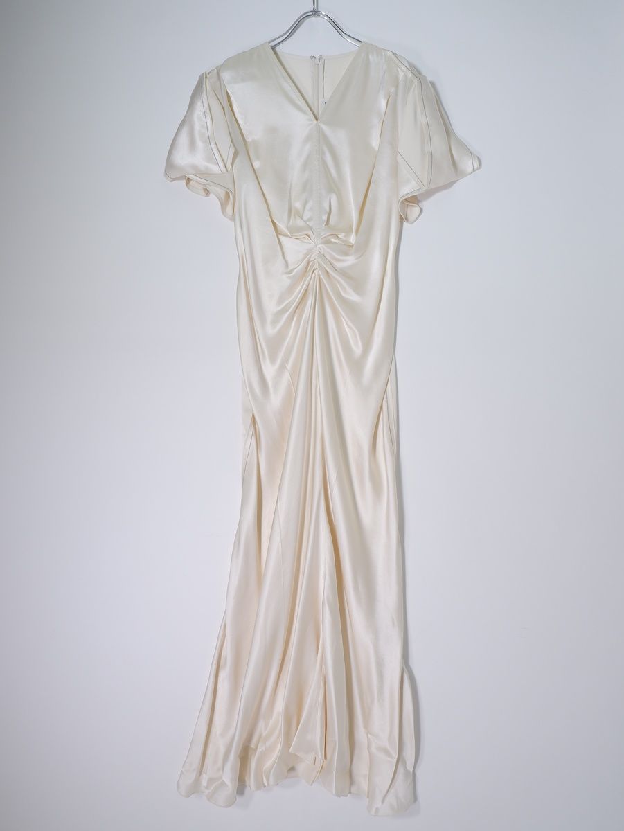 Victoria Beckhamヴィクトリアベッカム 2025 SS Powder Midi Satin Cocktail Dressミディ丈カクテルドレス ワンピース イタリア38