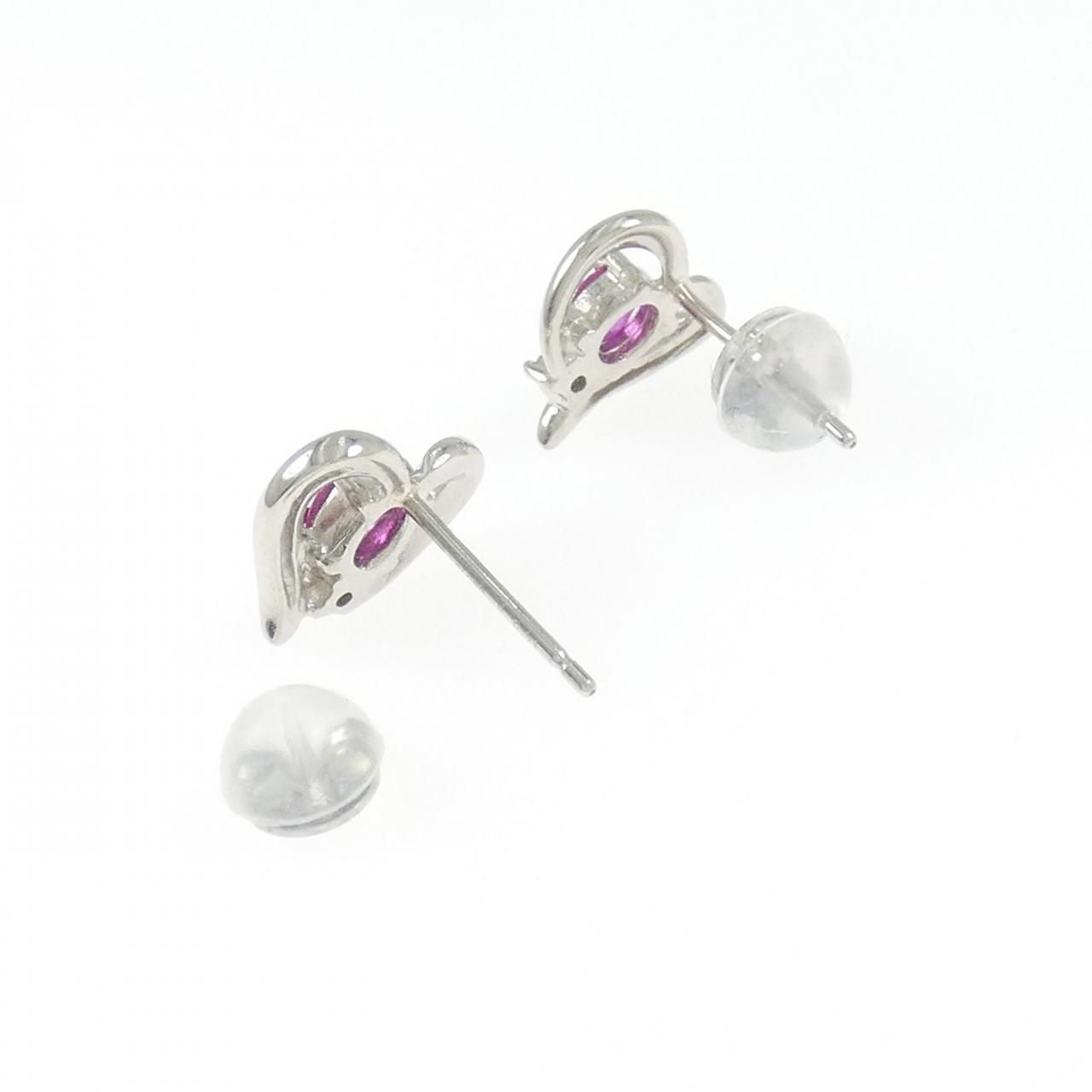 PT900 ハート ルビー ピアス - メルカリ