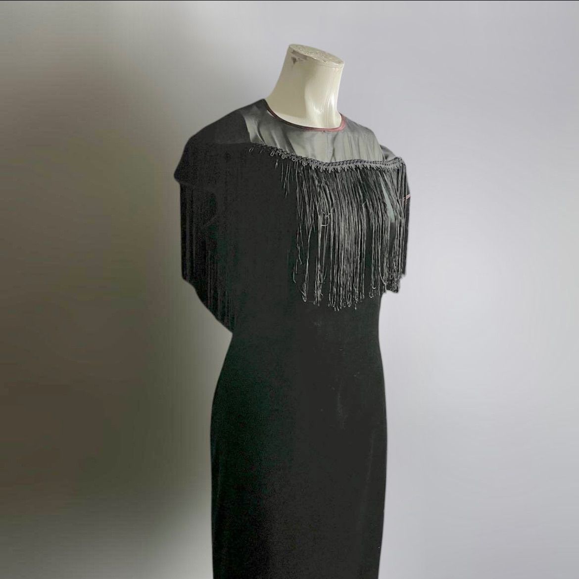 ヨーロッパ ヴィンテージ ワンピース フリンジ ベロア ドレス ビンテージ