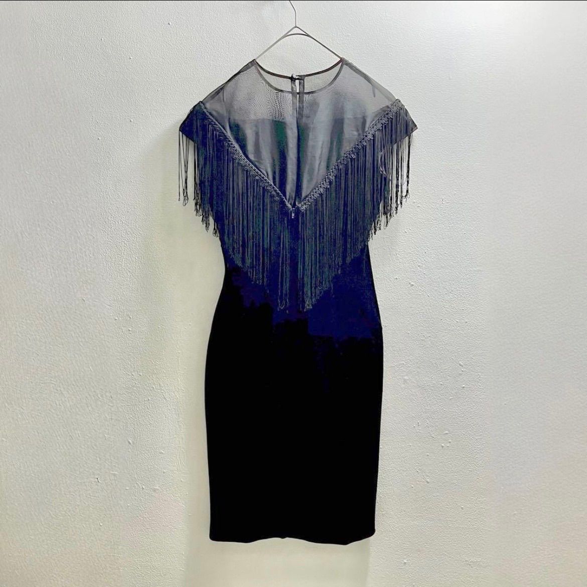 ヨーロッパ ヴィンテージ ワンピース フリンジ ベロア ドレス ビンテージ