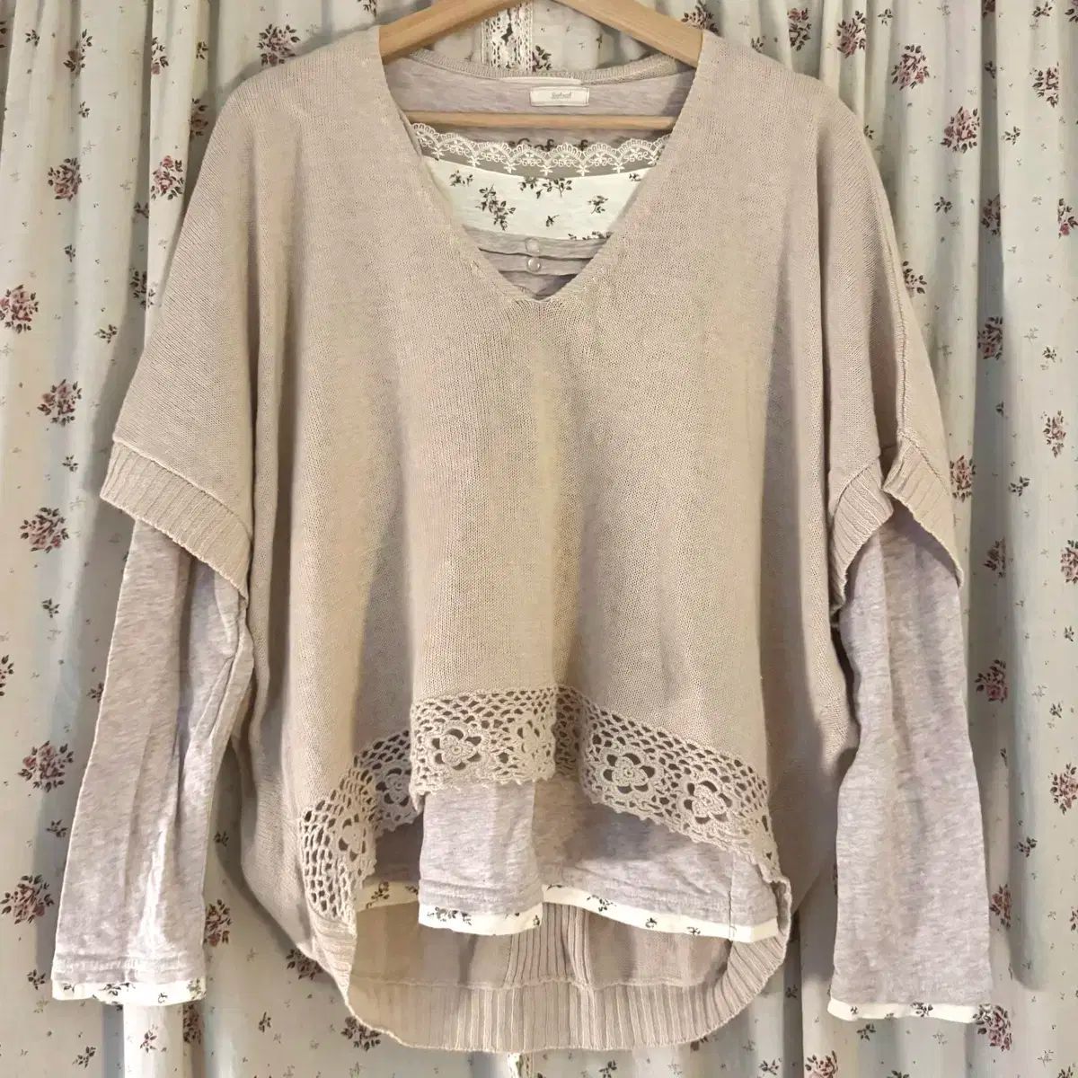 ヴィンテージ森ガール コーディネートセット セット 小花 レイヤード Tシャツ ニット ベスト カーゴ スカート
