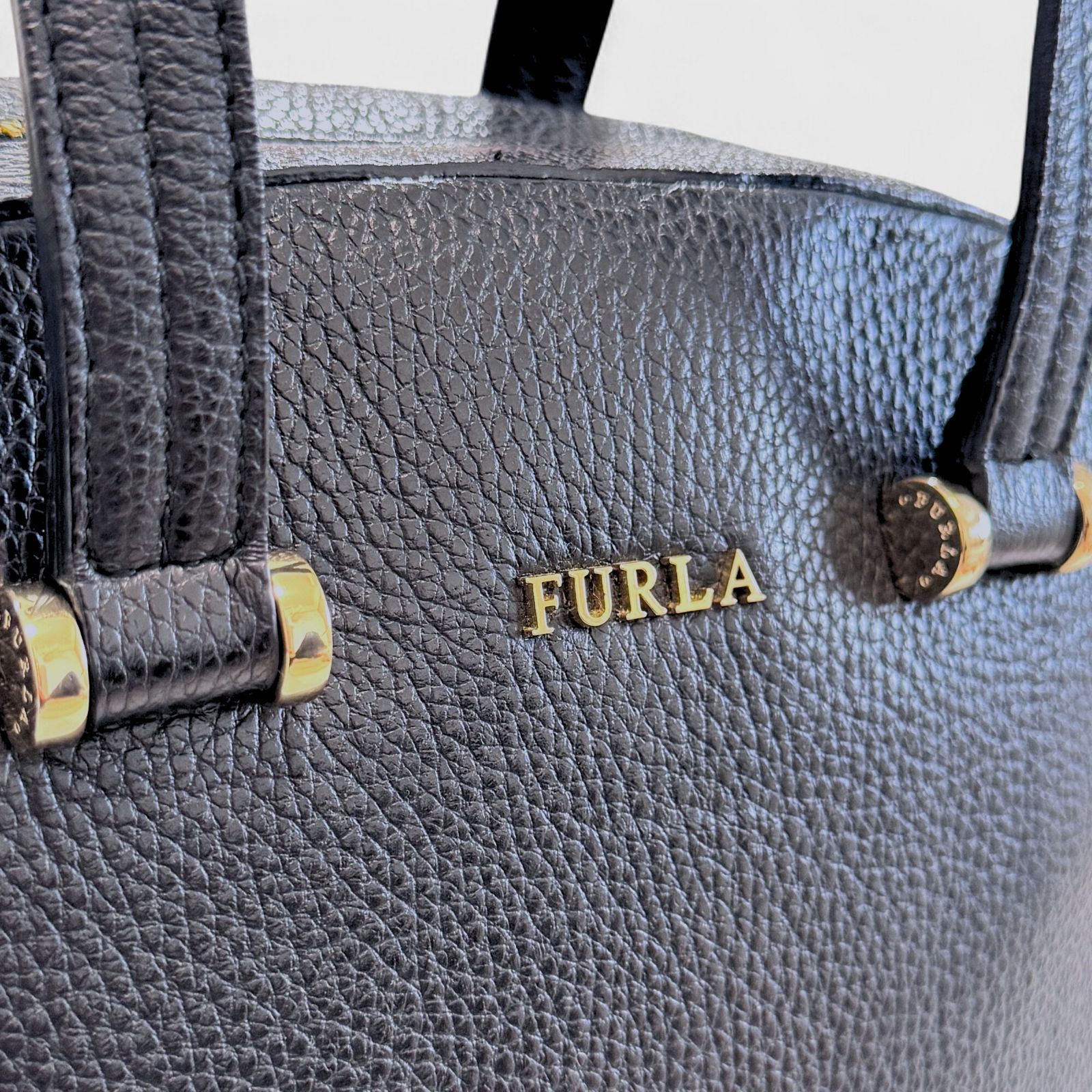 FURLA フルラ 2way ミニボストン ハンド&ショルダー 黒 オールレザー