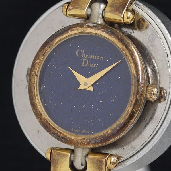 クリスチャンディオール 3025 QZ 青文字盤 レディース腕時計 KRH