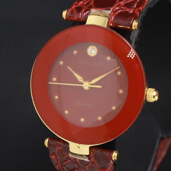 QZ 石付 シルバーストーン 赤文字盤 レディース腕時計 2000000 NSK KRK