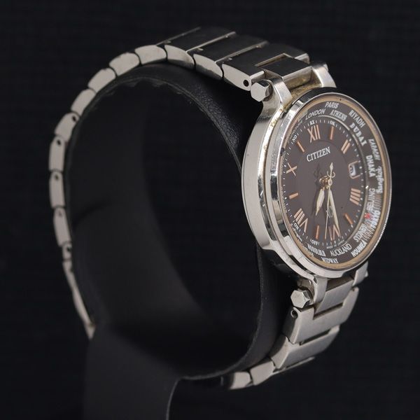 稼働 シチズン クロスシー H240-T018220 電波ソーラー ブラウン文字盤