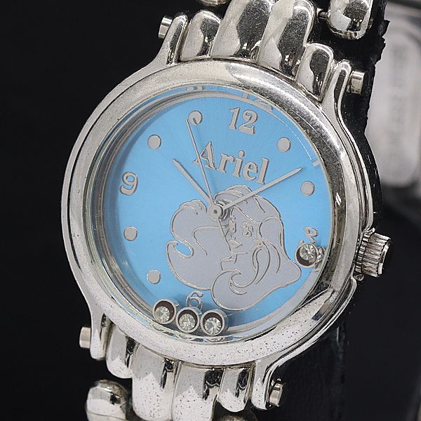 保/箱付 ディズニー アリエル QZ 水色文字盤 レディース腕時計 2000000