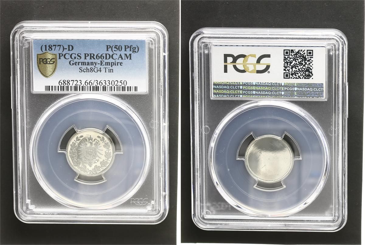 ミント エンパイア 50 ペニヒ イーグル面のみ 1877 D PCGS PR
