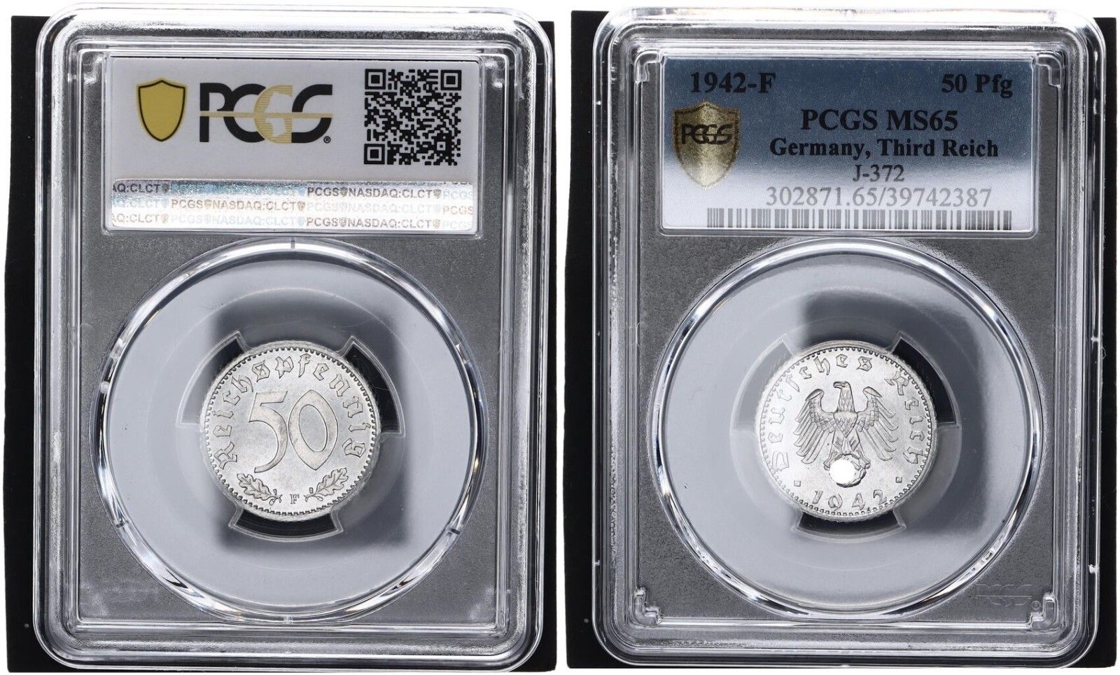 3 ライヒ 50 フェニヒ 1942 F J 372 アルミニウム PCGS MS 65