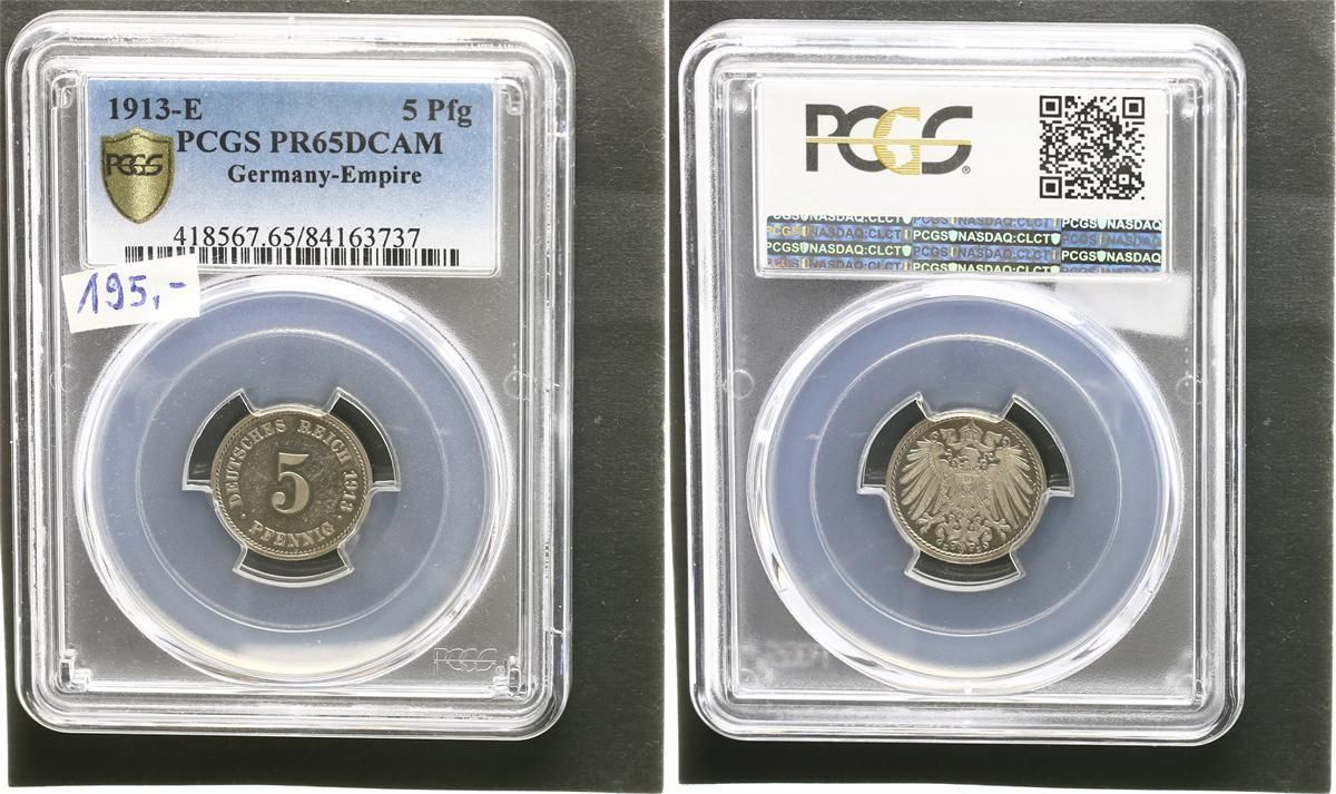 5 ペニッヒ 1913 E エンパイア J 12 プルーフ PCGS PR
