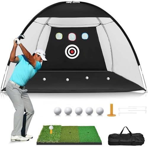 MOON GOOSE ゴルフ練習ネットセット ×180 cm｜屋内外対応｜ターゲット付きネット 三層芝生マット ボール 収納バッグ付き｜自宅打ちっぱなしに最適 1 b 24 e 67