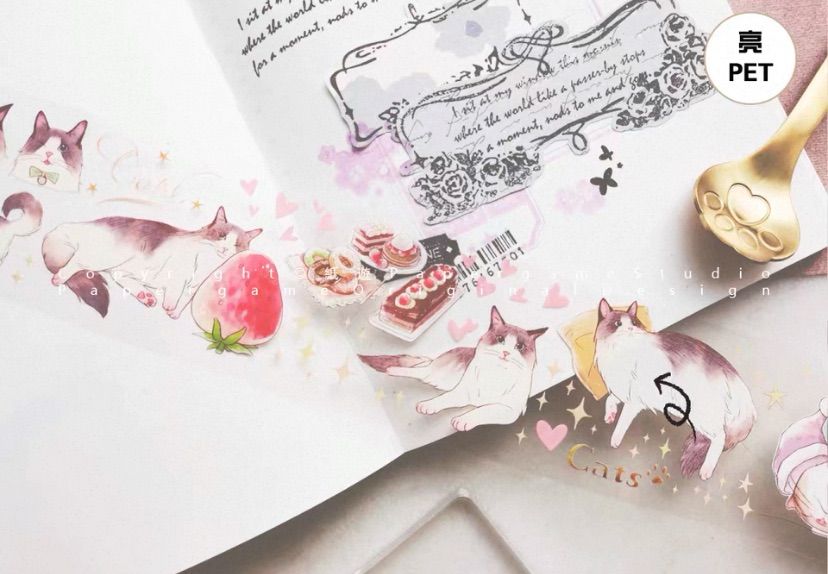 9016】海外 マステ 10m巻 PETマスキングテープ 猫 動物系 - メルカリ