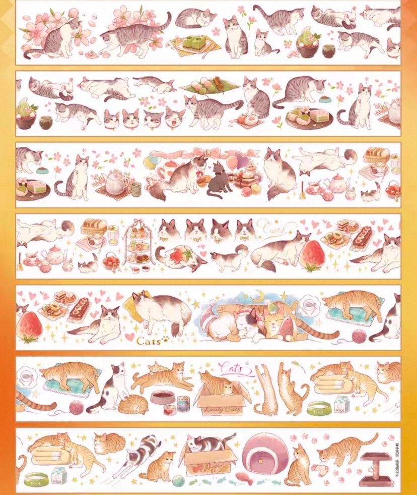 9016】海外 マステ 10m巻 PETマスキングテープ 猫 動物系 - メルカリ