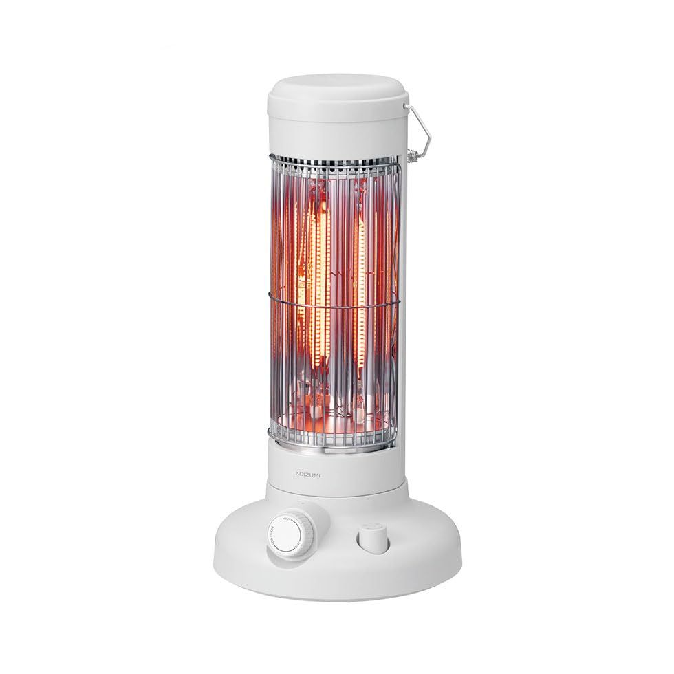 コイズミ 遠赤外線 カーボンヒーター 600 300 W 無段階調節 自動オフタイマー コンパクト レトロ グレイッシュホワイト KKH-0658 36 ba 485 d