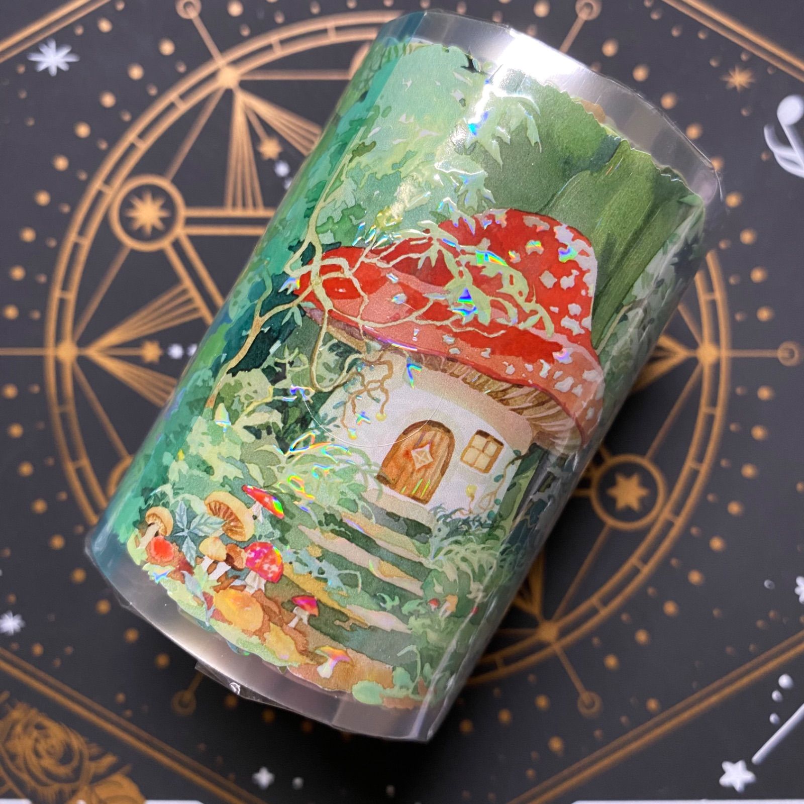 9023】海外 マステ 3/5/10m巻 貝殻光マスキングテープ 森林 キノコ