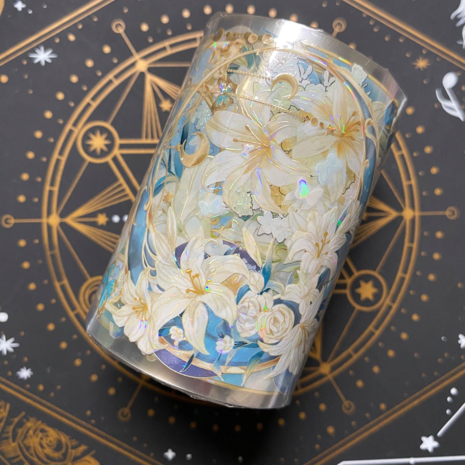 【7957】海外　マステ　3/5/巻売り　貝殻銀マスキングテープ　ユリ 7957】海外 マステ 3/5/巻売り 貝殻銀マスキングテープ ユリ