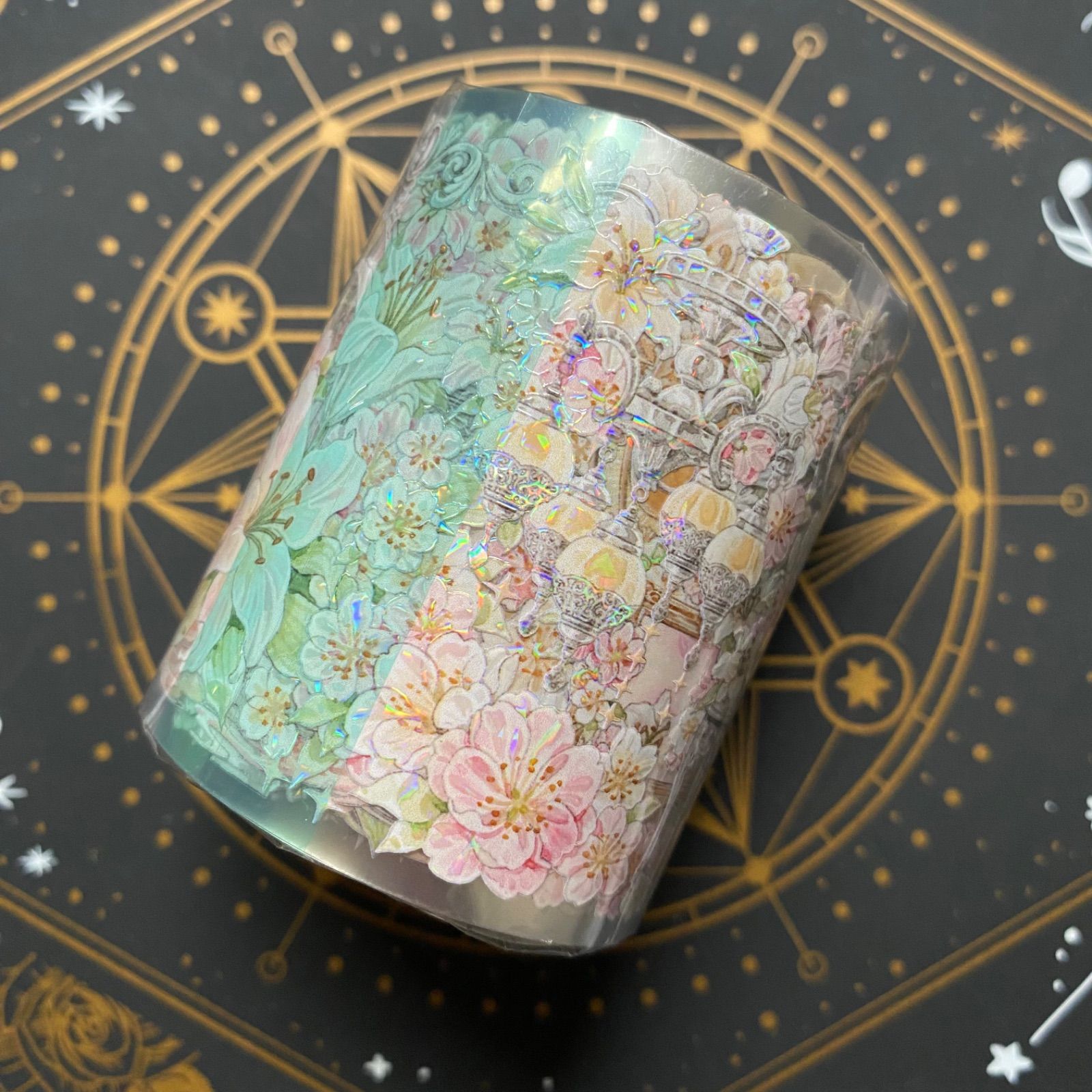 【8169】海外　マステ　3/5/巻売り　貝殻光マスキングテープ　お花系 9029】海外 マステ 5/巻 PET 貝殻光マスキングテープ ピンク お花 装飾