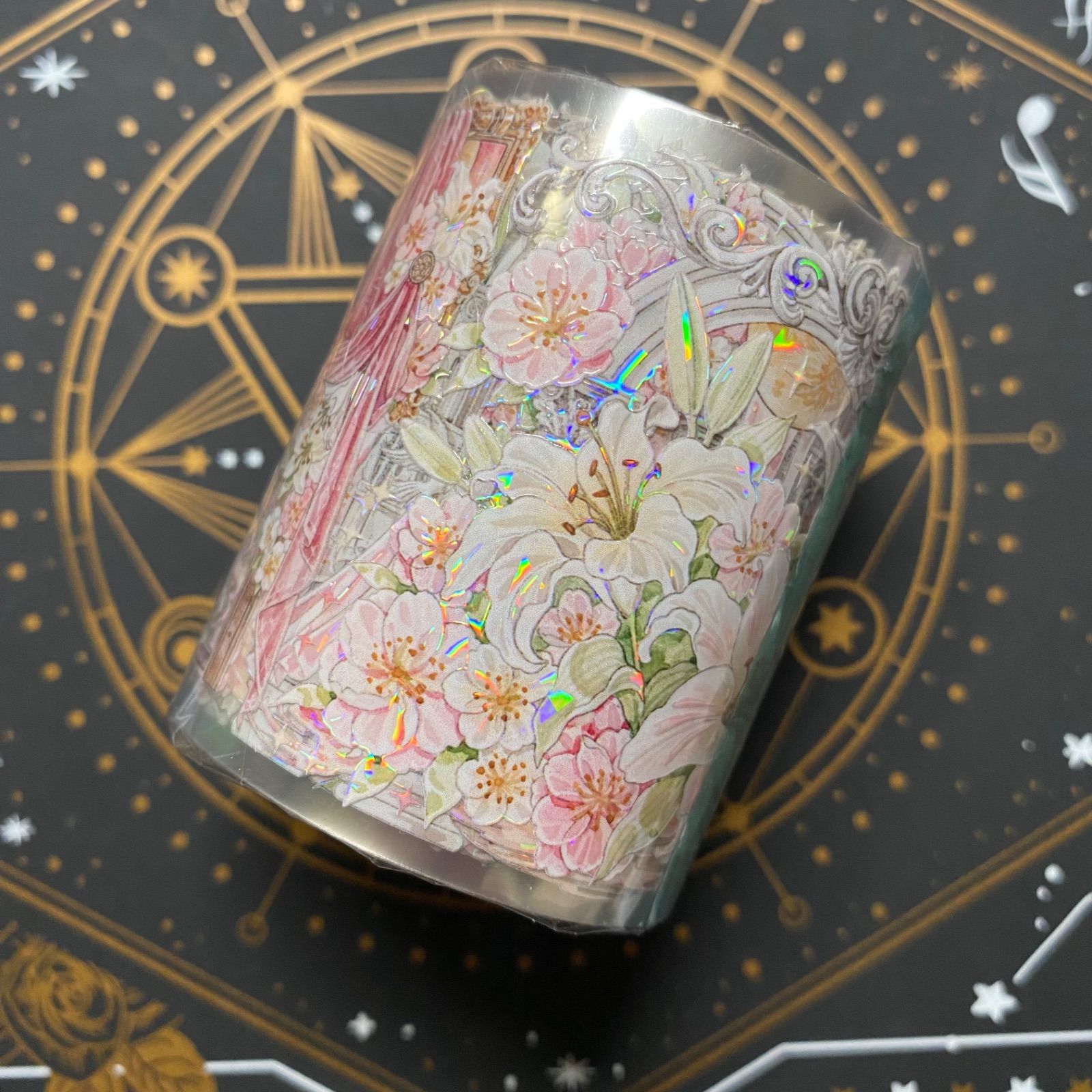 9029】海外 マステ 5/巻 PET 貝殻光マスキングテープ ピンク お花 装飾