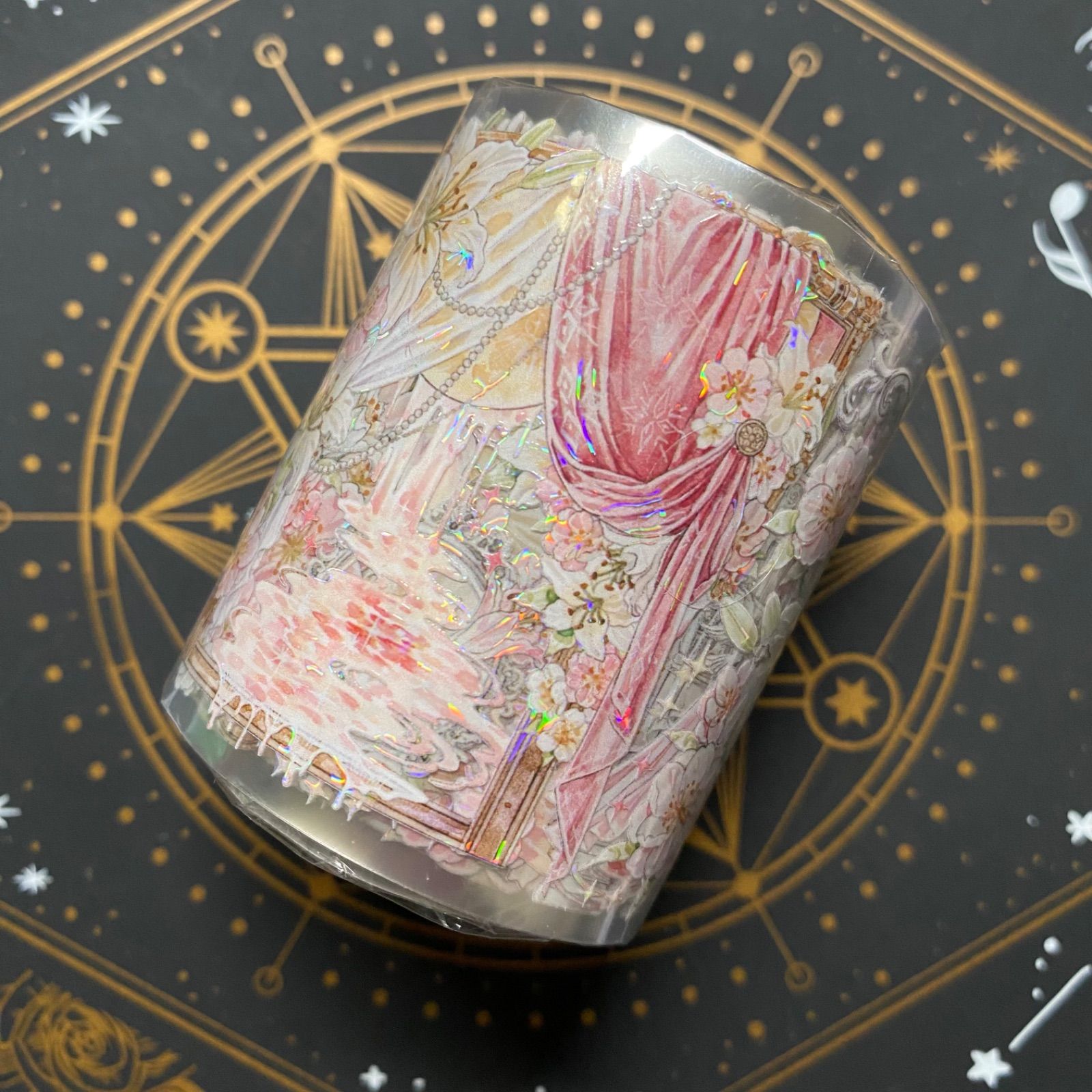 9029】海外 マステ 5/巻 PET 貝殻光マスキングテープ ピンク お花 装飾