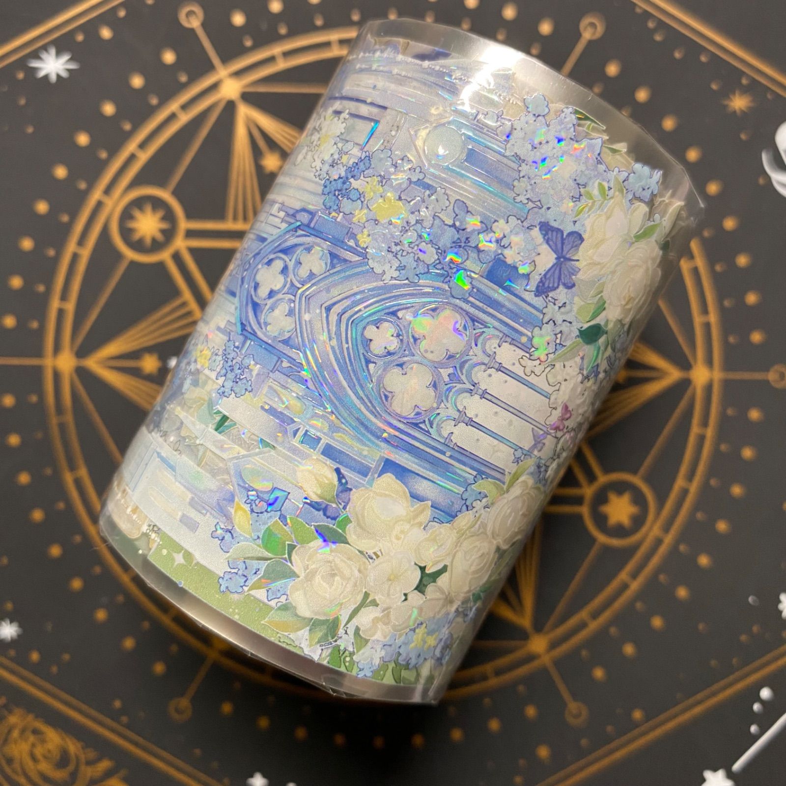 9032】海外 マステ 5/巻 PET 貝殻光マスキングテープ 城 月 背景系