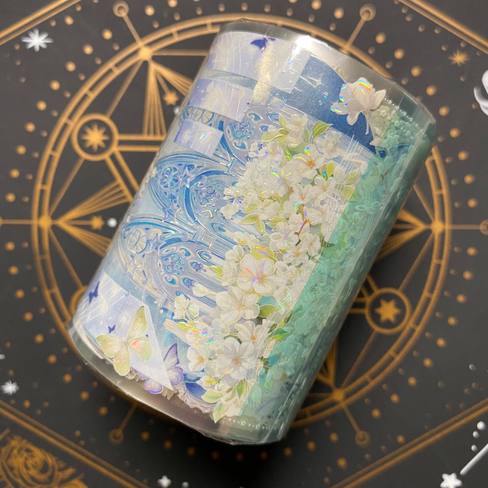 9032】海外 マステ 5/巻 PET 貝殻光マスキングテープ 城 月 背景系