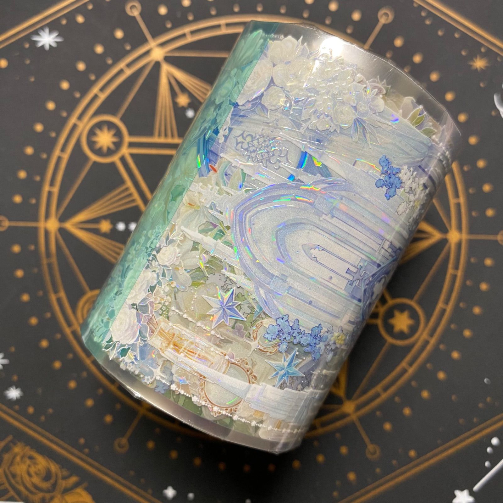 9032】海外 マステ 5/巻 PET 貝殻光マスキングテープ 城 月 背景系