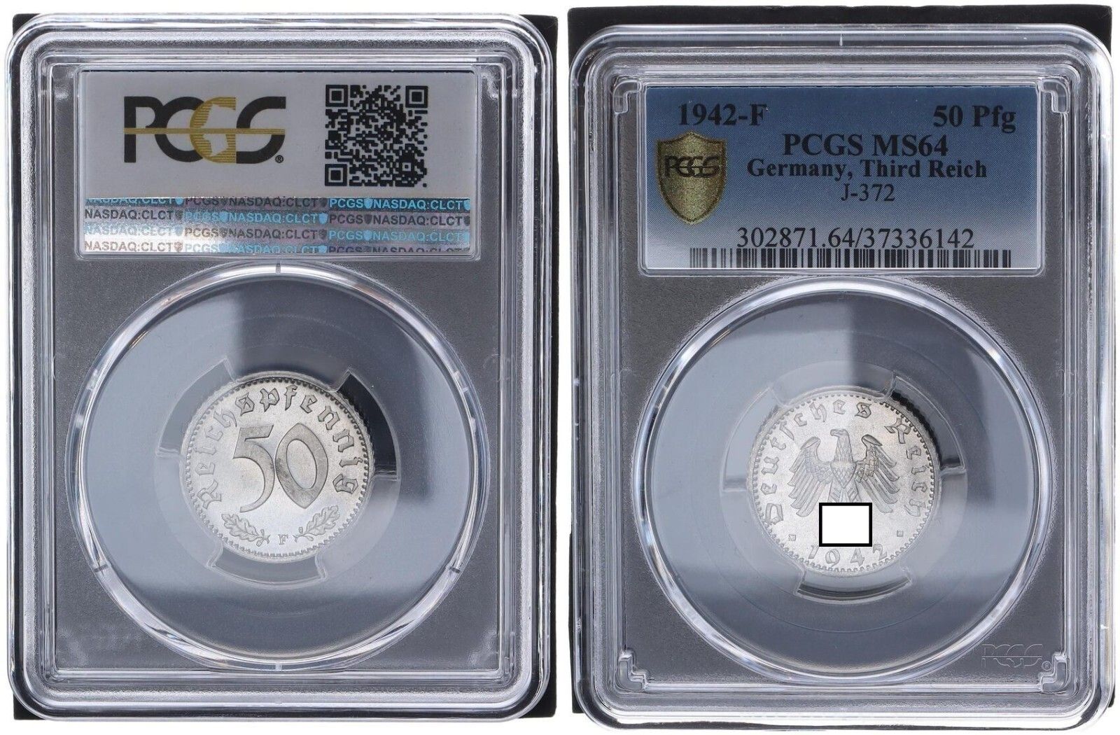 3 Reich 50 Pfennig 1942 F PCGS MS 64 Prachtexemplar Stempelglanz