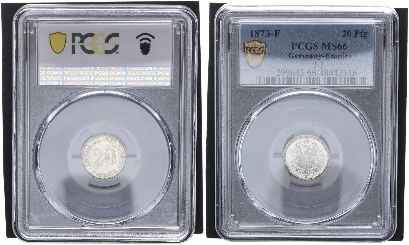 エンパイア 20 ペニッヒ 1873 F シルバー J 5 MS 66