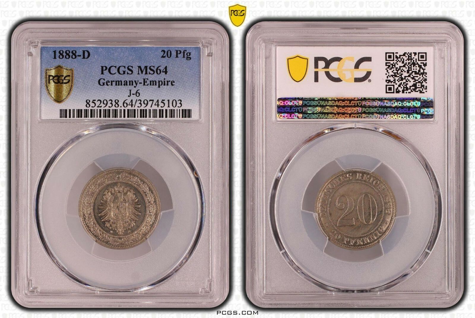 エンパイア 20 ペニヒ J.6 1888 D PCGS MS64 - メルカリ