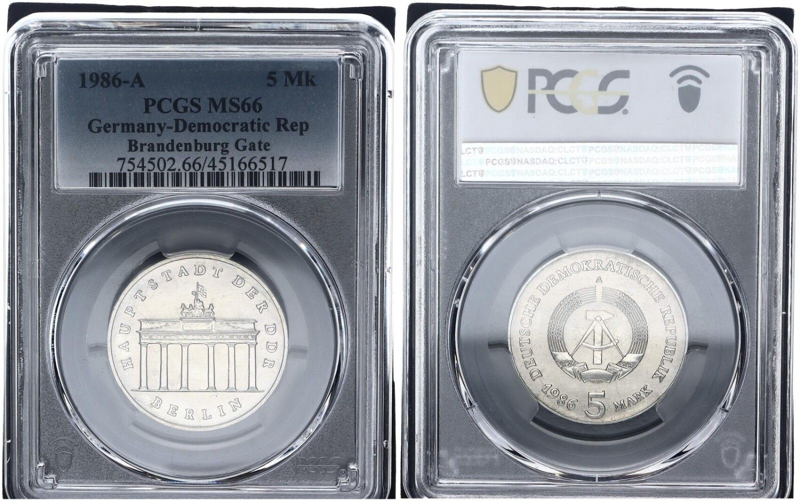 DDR 5 マーク 1986 A エンバーグゲート PCGS MS 66