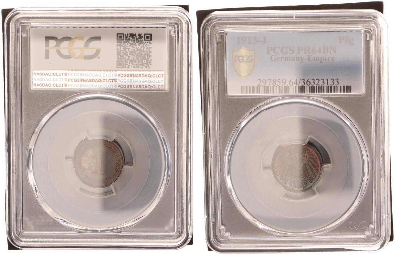 エンパイア 1 ペニッヒ 1913 J プルーフ PCGS PR 64 BN