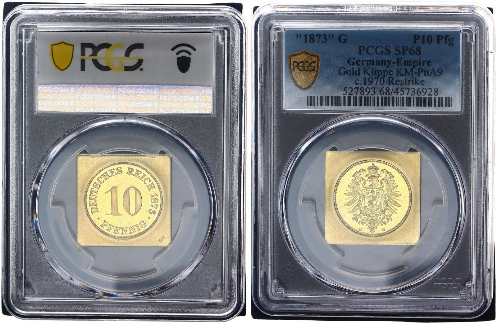 1873 G レクタンギュラー ゴールド クリフ VDM 10 ペニッヒ J 4 PCGS SP 68