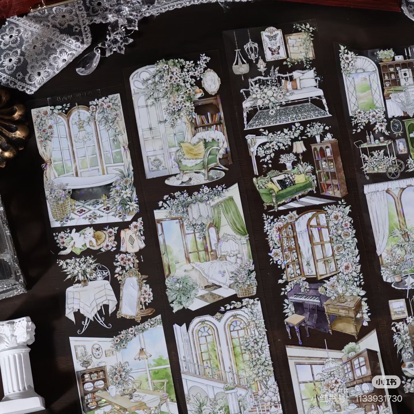 9022】海外 マステ 4.8/10m巻 貝殻光マスキングテープ 家具 装飾系