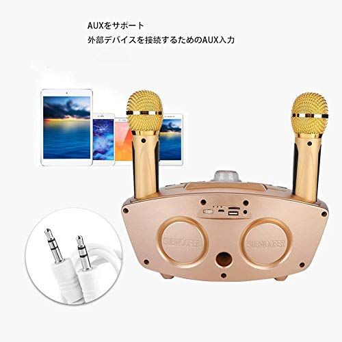 Bluetoothカラオケマイク ホームKTV ワイヤレスマイクシステム 2ハンドヘルドマイク AUX TFカード Uディスク カラオケ歌うマシン カラオケ機器 ポータブルスピーカー プロフェッショナルホームKTVセット 金 62 e 1 cd 36 その他 キッチン 食器