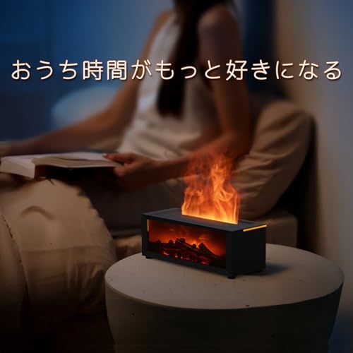 暖炉型 アロマオイル対応 加湿器 たき火 アロマディフューザー 空焚き防止機能 USBType C給電 ホワイト 0001 daec