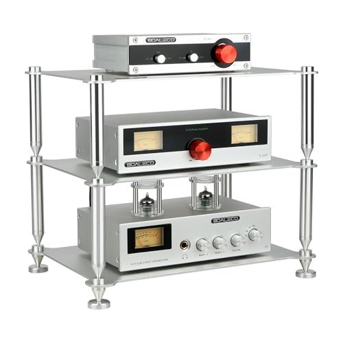 BOALECO 卓上型 オーディオラック 三段 6063 高強度 アルミニウム製 USB DAC パワーアンプ ラック オーディオ 変形しにくい 長38 5 cm x 27 6 2種類の組み立て 小物整理 意匠特許 f 5686711