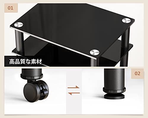 オーディオラック キャスター付き メディア スタンド コンポーネント 4段 強化ガラス 幅600 mm ブラック b 6322 a 92