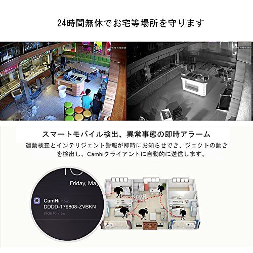 防犯カメラ HD 1080 P ワイヤレス IP 監視カメラ SDカードスロット内臓で自動録画 WIFI対応 動体検知 アラーム機能 音声機能 暗視撮影 回転しません