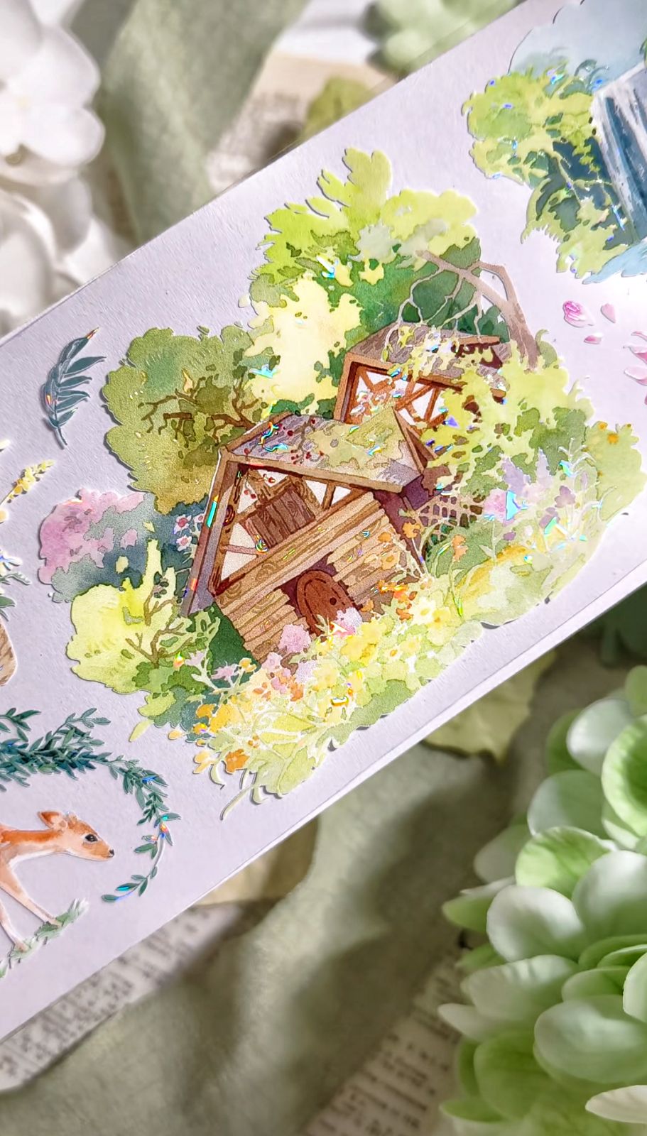 9023】海外 マステ 3/5/10m巻 貝殻光マスキングテープ 森林 キノコ